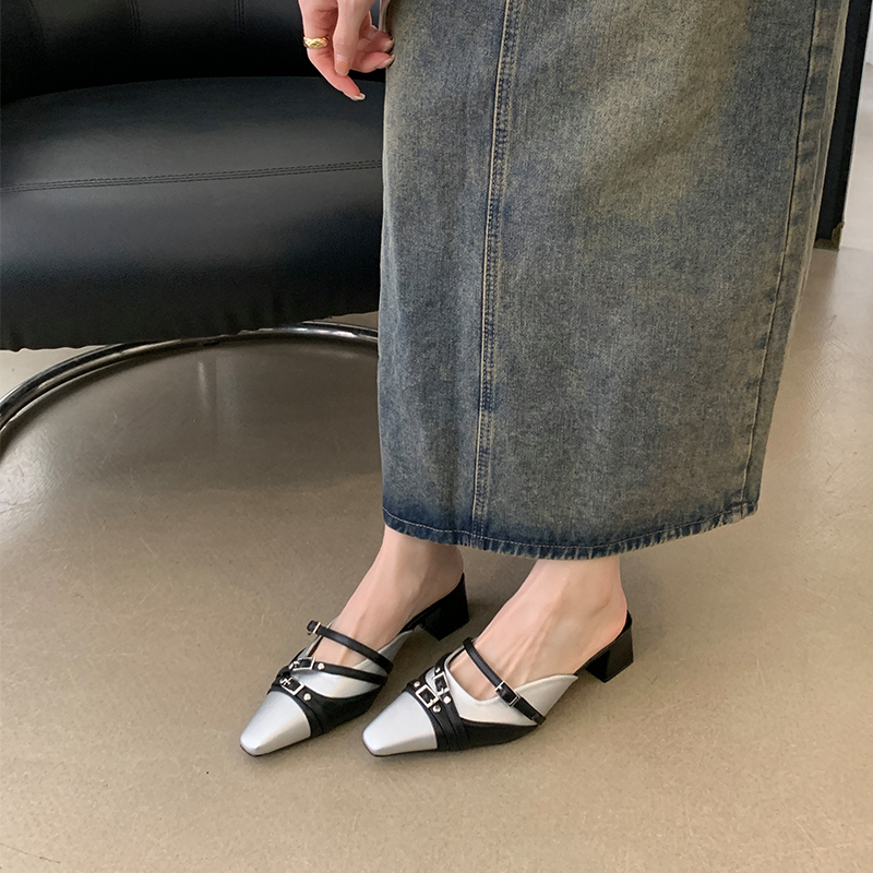 2024 New Retro Flat Sandals for Women Buckle High Heel Roman Sandals Fashion Shoes - Image 2