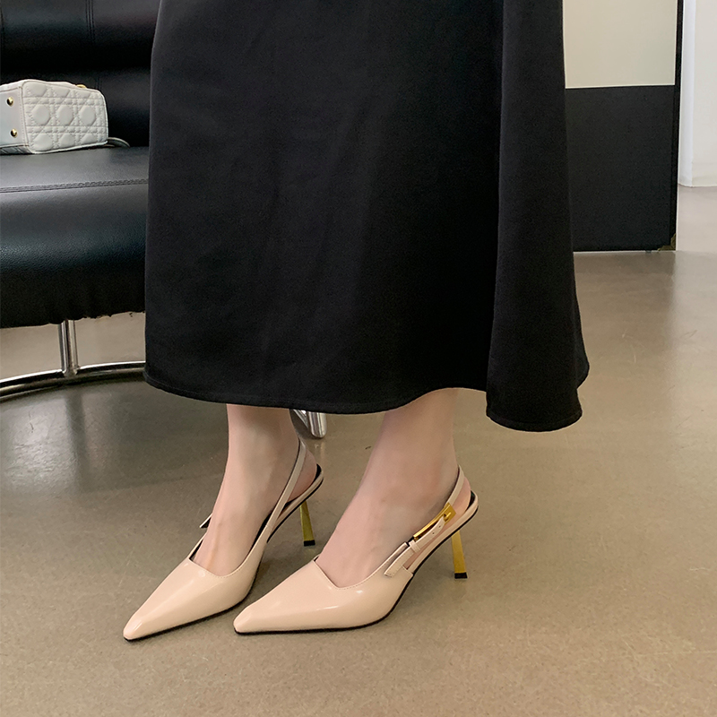 2024 Spring New Patent Leather Pointed Toe High Heel Slingback Sandals for Women - Image 2