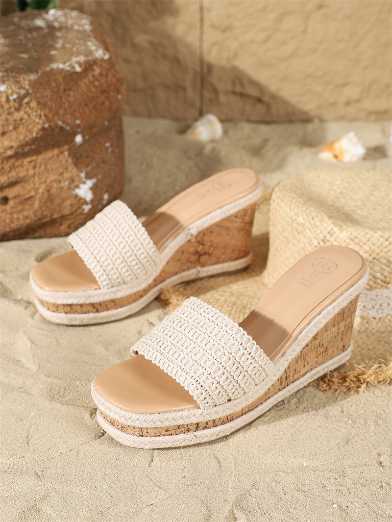 2024 Summer New 9CM High Heel Women's Platform Fish Mouth Sandals Wedge Thick Sole Slippers - Image 3