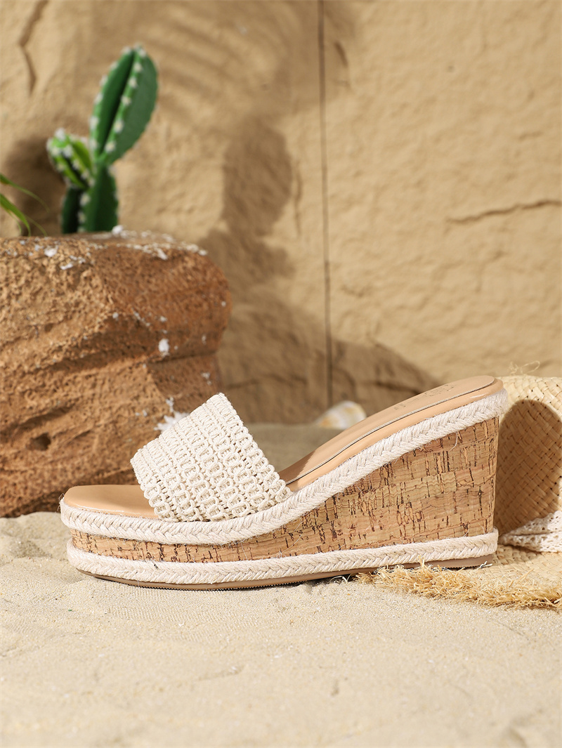 2024 Summer New 9CM High Heel Women's Platform Fish Mouth Sandals Wedge Thick Sole Slippers - Image 4