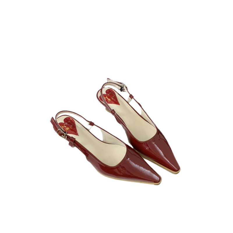 Fortune One Foot Mary Jane Closed Toe Half Slippers Women's 2024 Spring New Pointed Toe One Strap Metal Sandals - Image 5