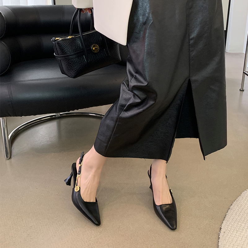 Fortune One-Strap Closed-Toe Pointed High Heel Women's 2024 Spring Fashion Sexy Mary Jane Sandals - Image 2