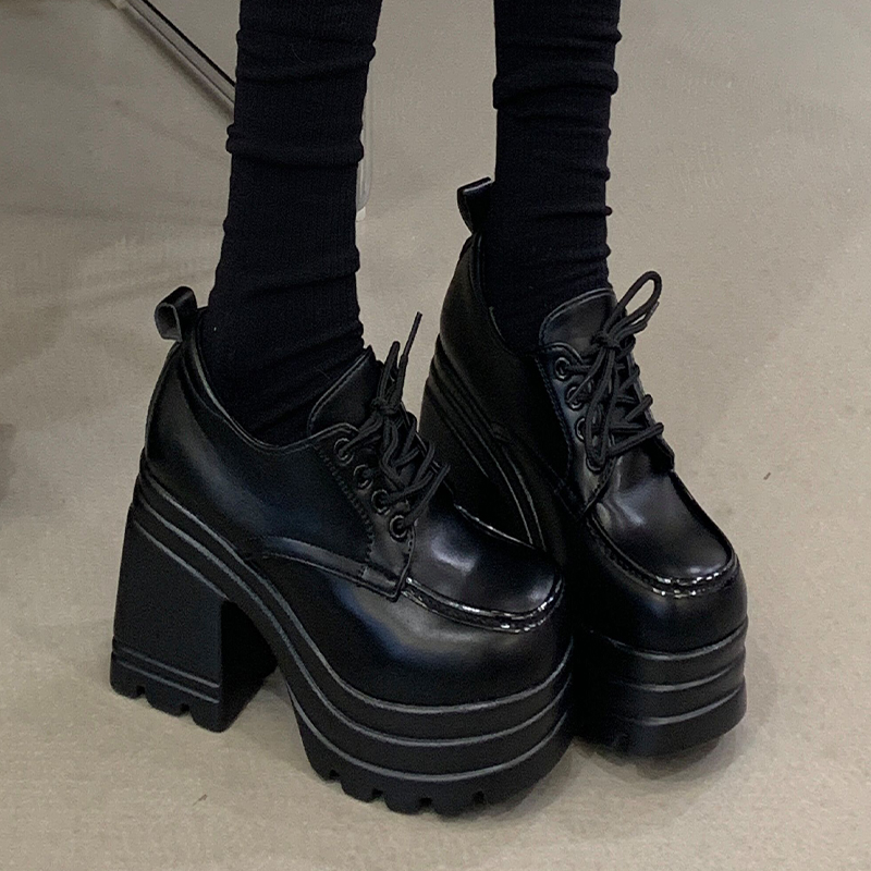 Women's Chunky Heel Platform Round Toe Winter Boots 35-42 Size Elevator Martin Boots